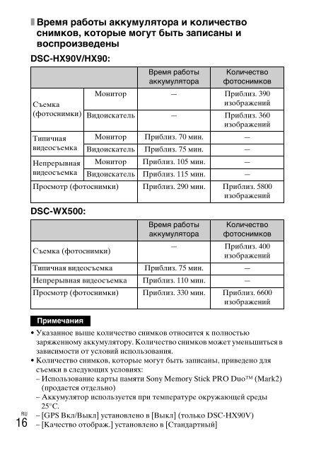 Sony DSC-WX500 - DSC-WX500 Mode d'emploi Russe