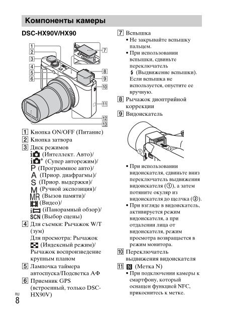 Sony DSC-WX500 - DSC-WX500 Mode d'emploi Russe