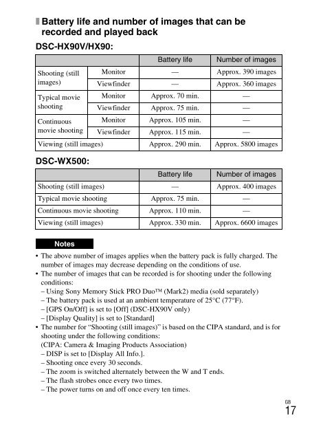 Sony DSC-WX500 - DSC-WX500 Mode d'emploi Anglais