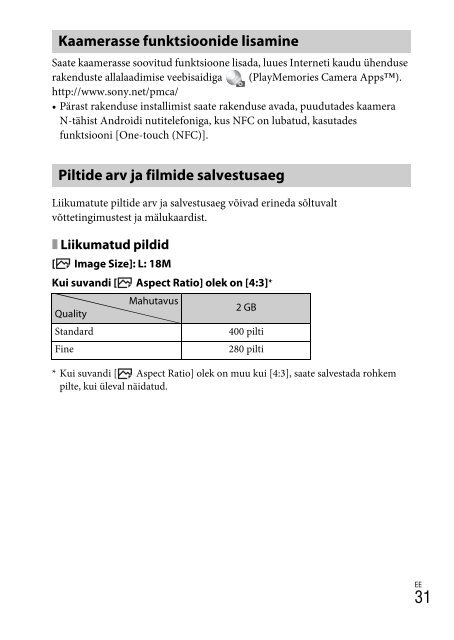 Sony DSC-WX500 - DSC-WX500 Mode d'emploi Estonien