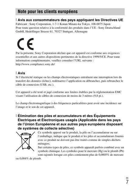 Sony DSC-WX500 - DSC-WX500 Mode d'emploi