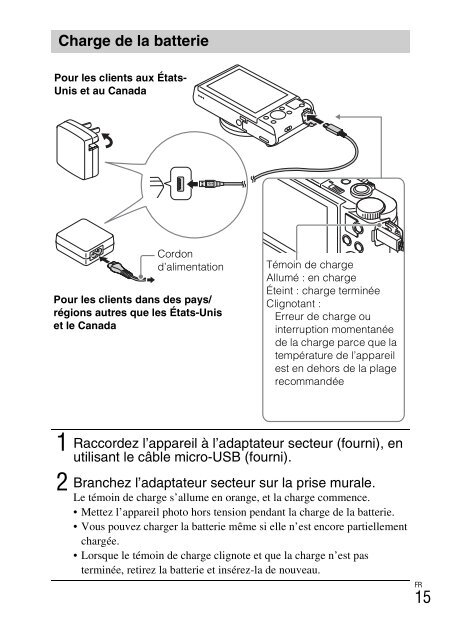 Sony DSC-WX500 - DSC-WX500 Mode d'emploi Fran&ccedil;ais