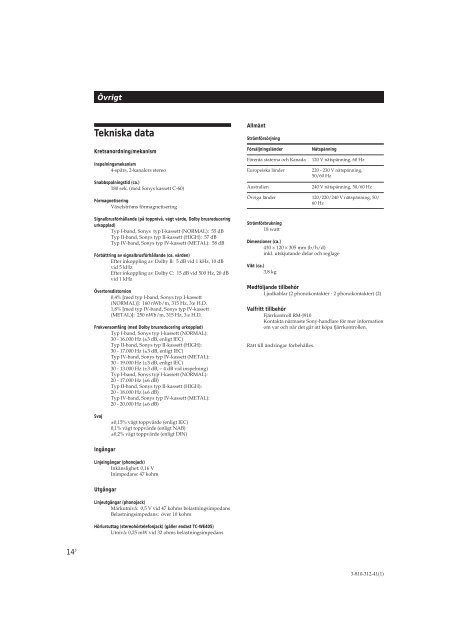 Sony TC-WE405 - TC-WE405 Consignes d&rsquo;utilisation Italien