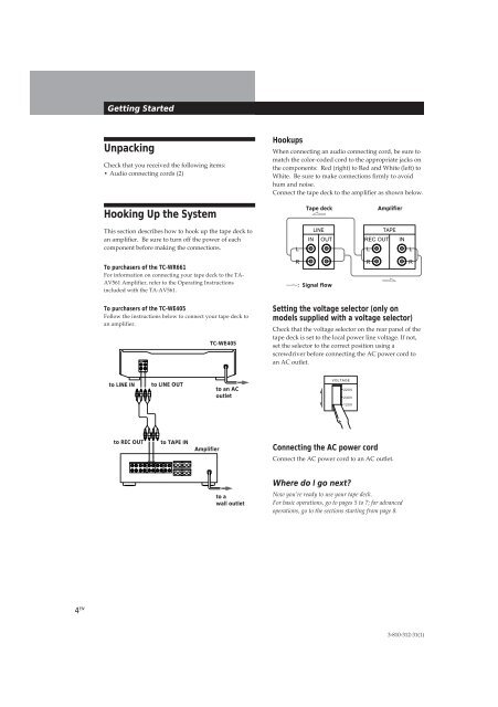 Sony TC-WE405 - TC-WE405 Consignes d&rsquo;utilisation Espagnol