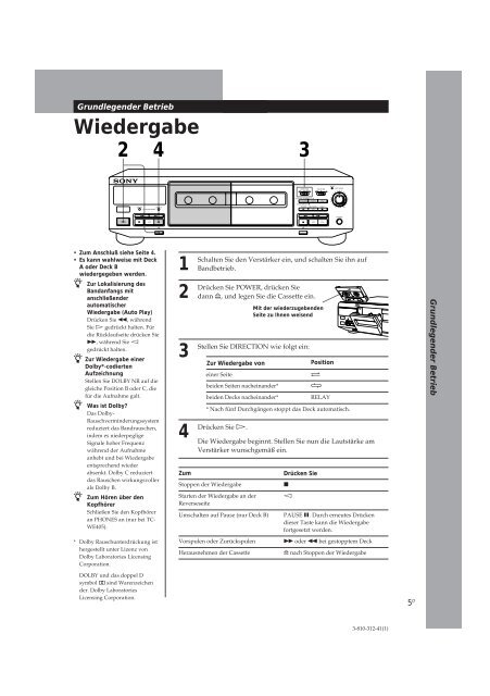 Sony TC-WE405 - TC-WE405 Consignes d&rsquo;utilisation Su&eacute;dois