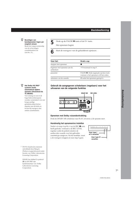 Sony TC-WE405 - TC-WE405 Consignes d&rsquo;utilisation N&eacute;erlandais