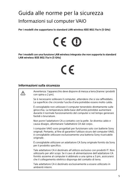 Sony SVF13N1J2E - SVF13N1J2E Documents de garantie Italien