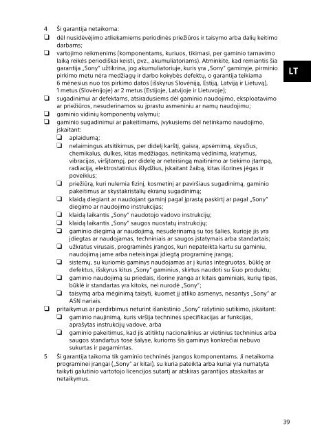 Sony SVF13N1J2E - SVF13N1J2E Documents de garantie Estonien