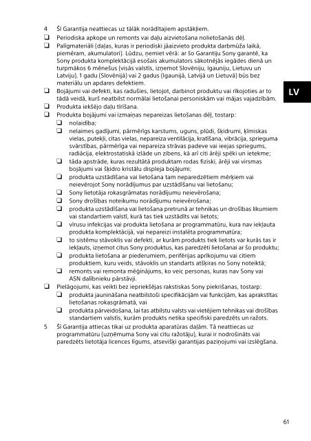 Sony SVF13N1J2E - SVF13N1J2E Documents de garantie Estonien