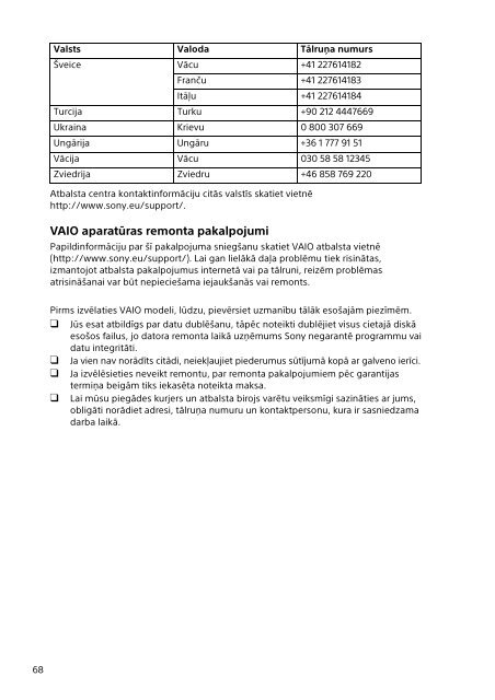 Sony SVF13N1J2E - SVF13N1J2E Documents de garantie Estonien