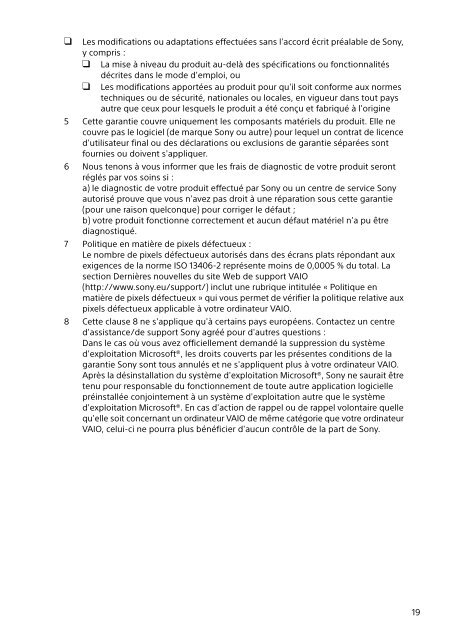 Sony SVF13N1J2E - SVF13N1J2E Documents de garantie Fran&ccedil;ais