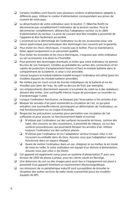 Sony SVF13N1J2E - SVF13N1J2E Documents de garantie Fran&ccedil;ais