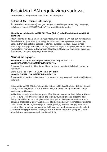 Sony SVF13N1J2E - SVF13N1J2E Documents de garantie Letton