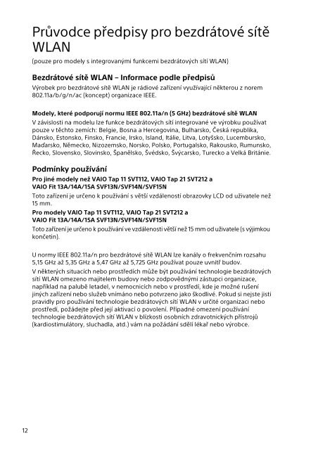 Sony SVF13N1J2E - SVF13N1J2E Documents de garantie Tch&egrave;que