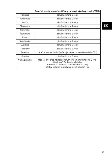 Sony SVF13N1J2E - SVF13N1J2E Documents de garantie Tch&egrave;que