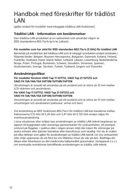 Sony SVF13N1J2E - SVF13N1J2E Documents de garantie Finlandais