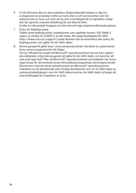 Sony SVF13N1J2E - SVF13N1J2E Documents de garantie Finlandais
