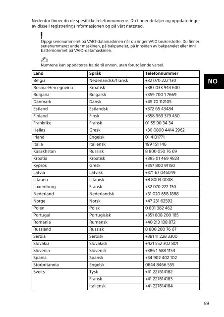 Sony SVF13N1J2E - SVF13N1J2E Documents de garantie Finlandais