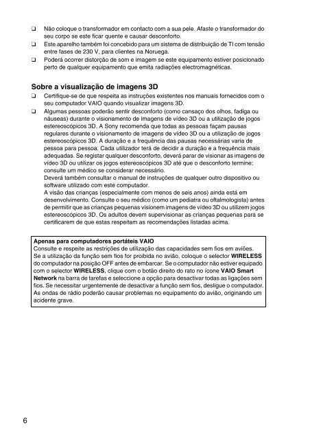 Sony SVS1311Q9E - SVS1311Q9E Documents de garantie Portugais