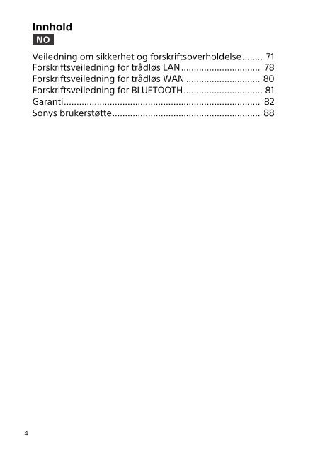 Sony SVE1512C1R - SVE1512C1R Documenti garanzia Norvegese