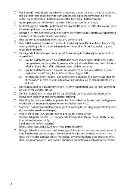 Sony SVE1512C1R - SVE1512C1R Documenti garanzia Norvegese