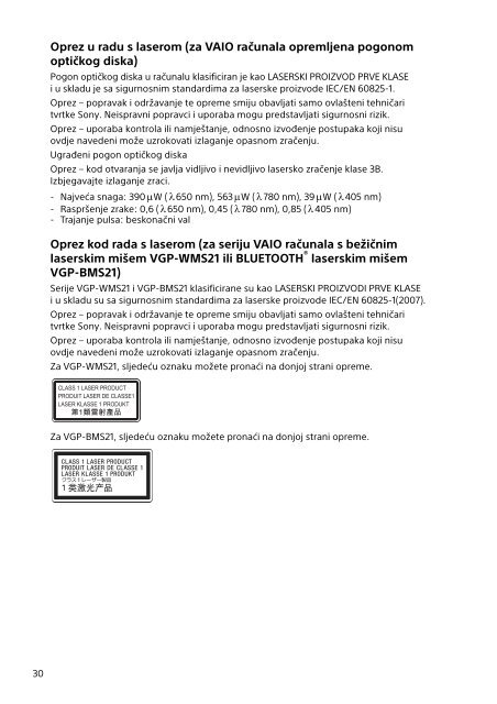 Sony SVE1512C1R - SVE1512C1R Documenti garanzia Sloveno
