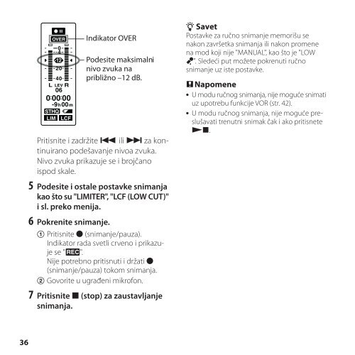 Sony ICD-SX850 - ICD-SX850 Istruzioni per l'uso Serbo