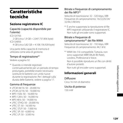 Sony ICD-SX850 - ICD-SX850 Istruzioni per l'uso