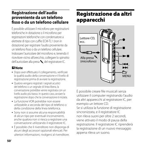 Sony ICD-SX850 - ICD-SX850 Istruzioni per l'uso