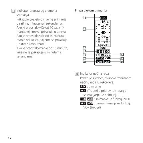 Sony ICD-SX850 - ICD-SX850 Istruzioni per l'uso Croato