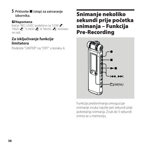 Sony ICD-SX850 - ICD-SX850 Istruzioni per l'uso Croato