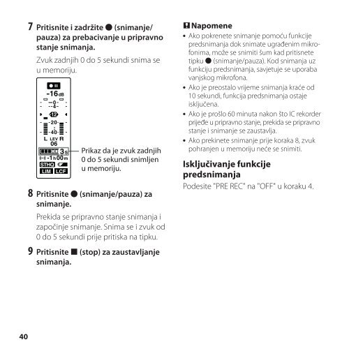 Sony ICD-SX850 - ICD-SX850 Istruzioni per l'uso Croato