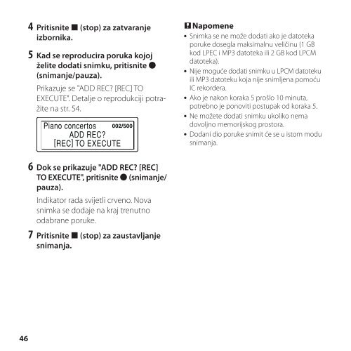 Sony ICD-SX850 - ICD-SX850 Istruzioni per l'uso Croato