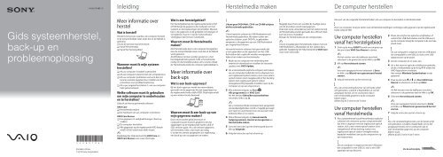 Sony SVS1311Q9E - SVS1311Q9E Guide de d&eacute;pannage N&eacute;erlandais