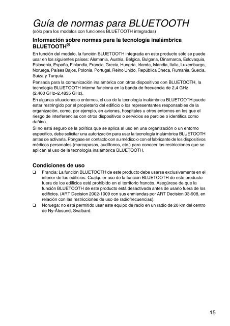 Sony SVS1311Q9E - SVS1311Q9E Documents de garantie Espagnol