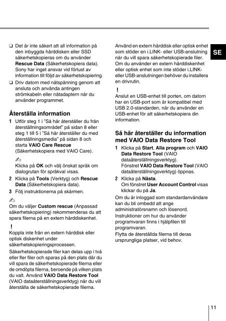 Sony SVS1311Q9E - SVS1311Q9E Guide de d&eacute;pannage Finlandais