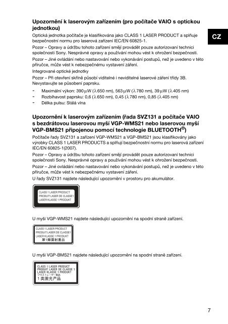 Sony SVS1311Q9E - SVS1311Q9E Documents de garantie Slovaque