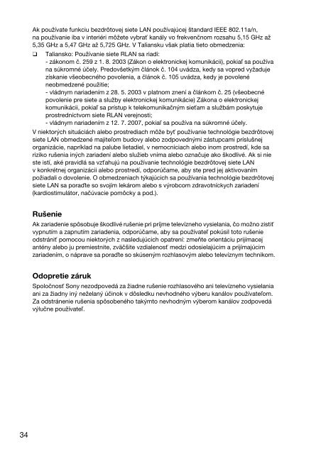 Sony SVS1311Q9E - SVS1311Q9E Documents de garantie Tch&egrave;que