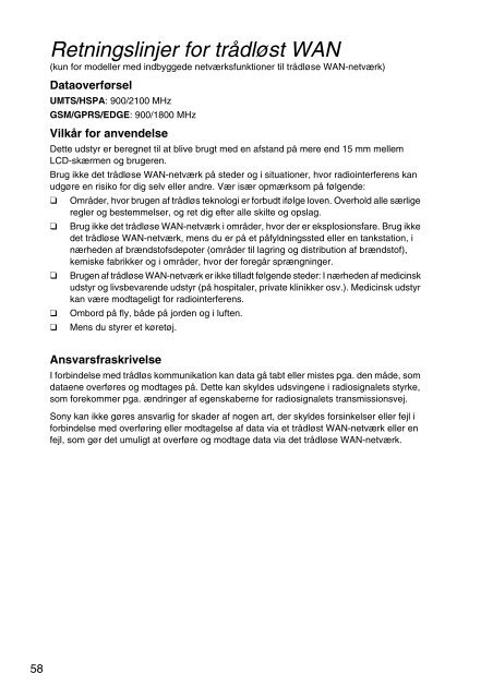 Sony SVS1311Q9E - SVS1311Q9E Documents de garantie Norv&eacute;gien