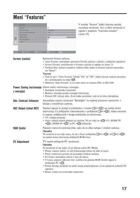 Sony KDL-26U2530 - KDL-26U2530 Mode d'emploi Slov&eacute;nien