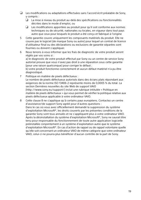 Sony VPCSA2Z9R - VPCSA2Z9R Documents de garantie Fran&ccedil;ais