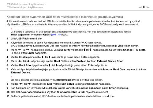 Sony VPCSA2Z9R - VPCSA2Z9R Mode d'emploi Finlandais