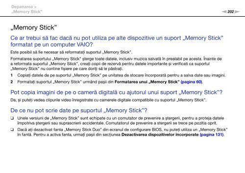 Sony VPCSA2Z9R - VPCSA2Z9R Mode d'emploi Roumain