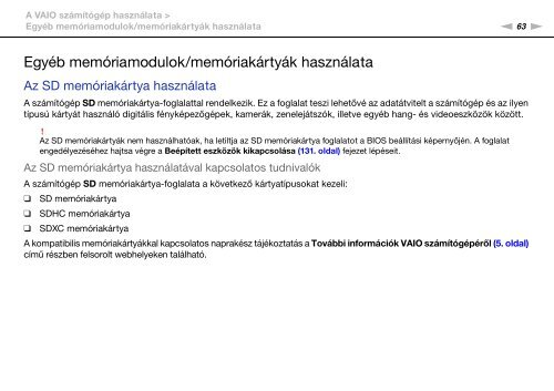 Sony VPCSA2Z9R - VPCSA2Z9R Mode d'emploi Hongrois