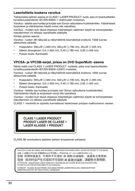 Sony VPCSA2Z9R - VPCSA2Z9R Documents de garantie Danois