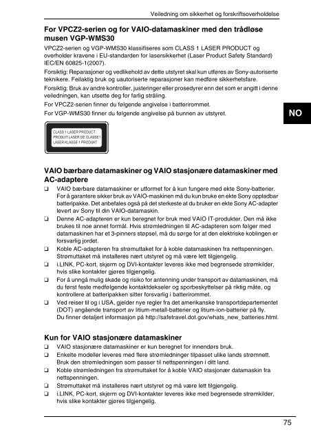 Sony VPCSA2Z9R - VPCSA2Z9R Documents de garantie Danois