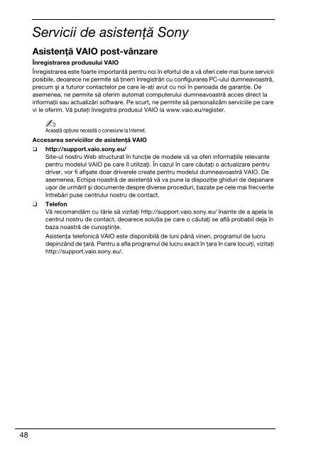 Sony VPCSA2Z9R - VPCSA2Z9R Documents de garantie Roumain