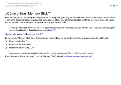 Sony VPCSA2Z9R - VPCSA2Z9R Mode d'emploi Espagnol