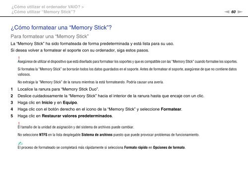 Sony VPCSA2Z9R - VPCSA2Z9R Mode d'emploi Espagnol