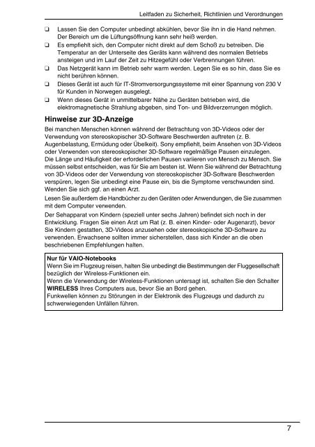 Sony VPCSA2Z9R - VPCSA2Z9R Documents de garantie Allemand